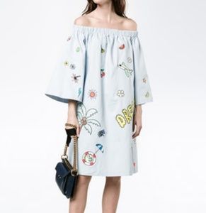 Mira Mikati Embroidered Off The Shoulder Dress